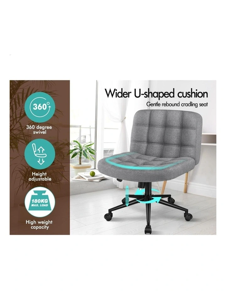 Office Desk Chair Computer Armless Wide Seat Mid Back Fabric image 3