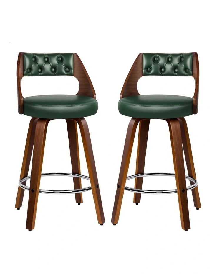 2x Swivel Bar Stools 65cm Eden Kitchen Wooden Dining Chair image 1