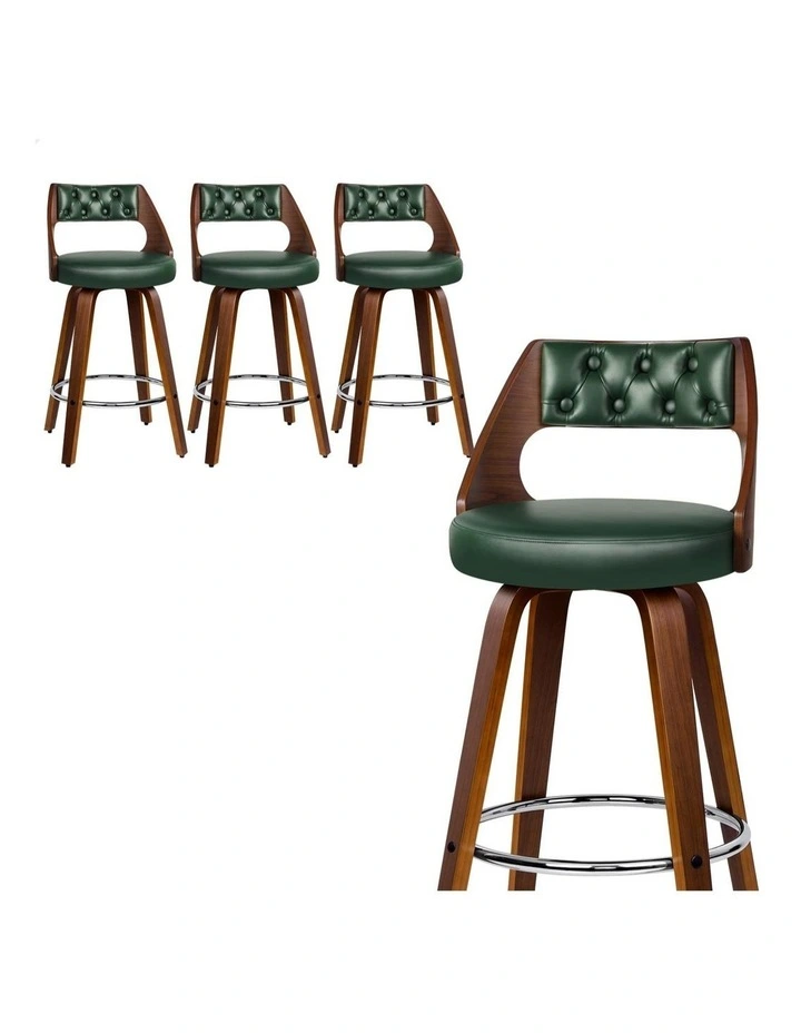 4x Swivel Bar Stools 65cm Eden Kitchen Wooden Dining Chair image 1