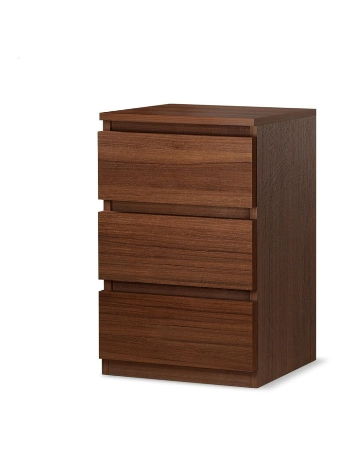 Bedside Table 3 Drawers Nightstand Walnut image 1