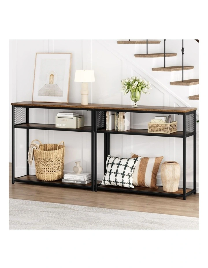 2x Console Table Industrial Entry Storage Rack image 2