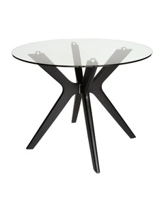 Doreen Collection, Round Glass Dining Table, 100cm