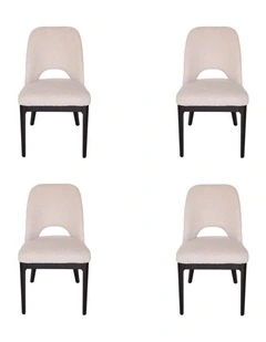 Pack of 4 | Maribel Upholstered Boucle Dining Chair | Black Legs