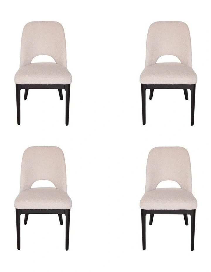 Pack of 4 | Maribel Upholstered Boucle Dining Chair | Black Legs image 1