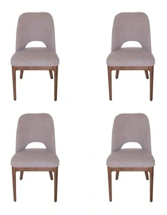 Pack of 4 | Maribel Upholstered Boucle Dining Chair | Walnut Legs