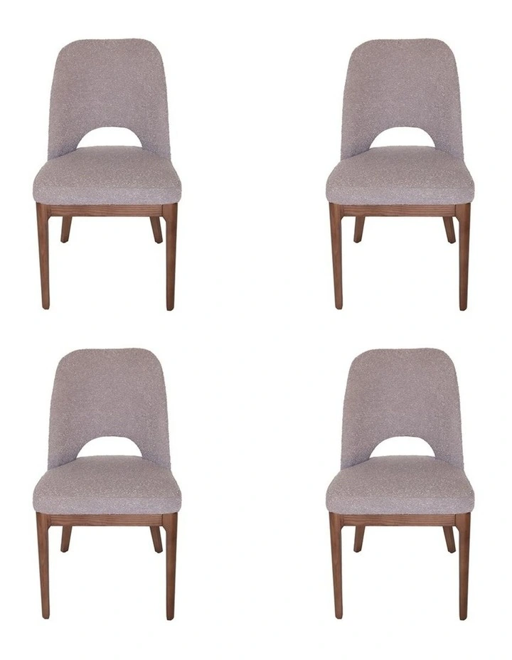 Pack of 4 | Maribel Upholstered Boucle Dining Chair | Walnut Legs image 1