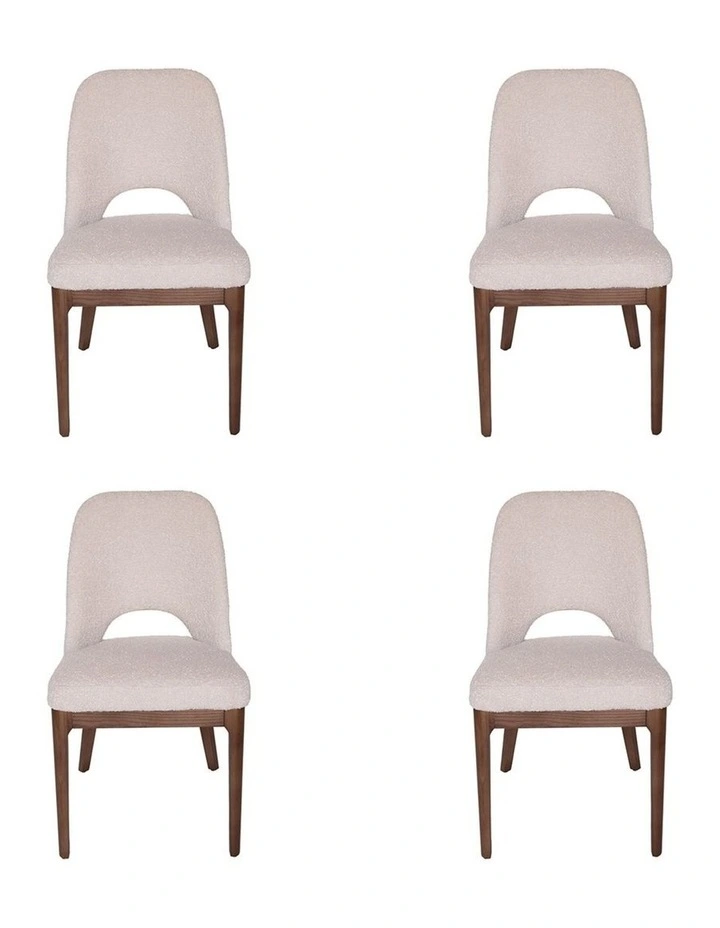 Pack of 4 | Maribel Upholstered Boucle Dining Chair | Walnut Legs image 1