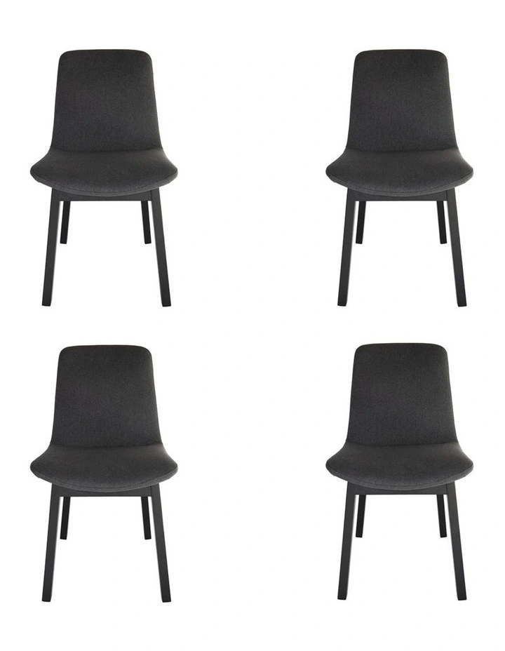 Pack of 4 | Cozy Upholstered Dining Chair | Black Legs image 1