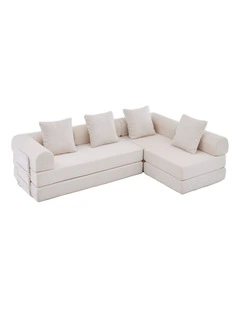 Oversized Convertible Sleeper Sofa Bed, Corduroy L Shape Sectional Sofa, Folding Sofa Bed