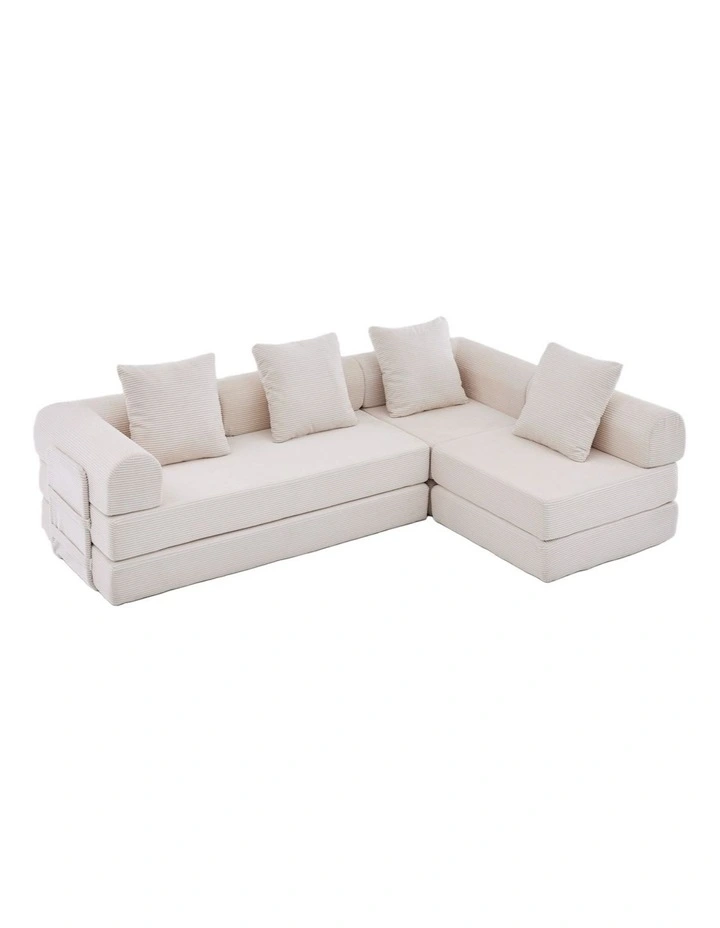Oversized Convertible Sleeper Sofa Bed, Corduroy L Shape Sectional Sofa, Folding Sofa Bed image 1