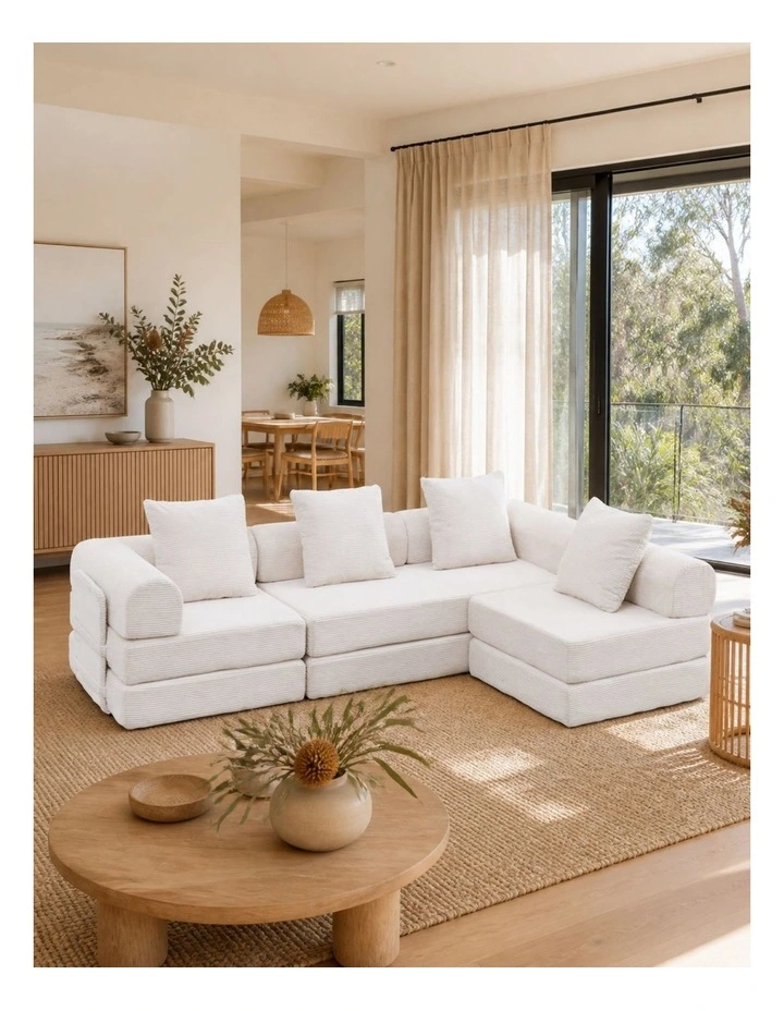 Oversized Convertible Sleeper Sofa Bed, Corduroy L Shape Sectional Sofa, Folding Sofa Bed image 2