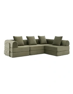 Oversized Convertible Sleeper Sofa Bed, Corduroy L Shape Sectional Sofa, Folding Sofa Bed