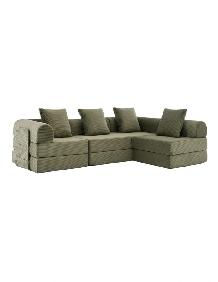 Oversized Convertible Sleeper Sofa Bed, Corduroy L Shape Sectional Sofa, Folding Sofa Bed image 1