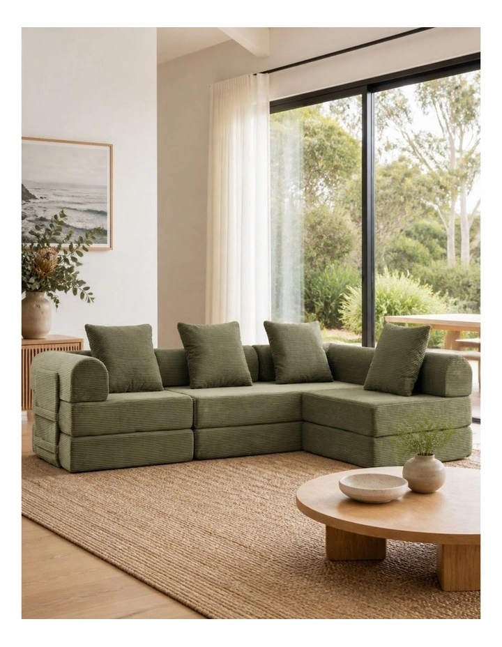 Oversized Convertible Sleeper Sofa Bed, Corduroy L Shape Sectional Sofa, Folding Sofa Bed image 2