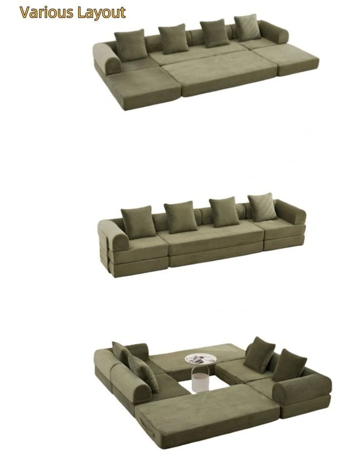 Oversized Convertible Sleeper Sofa Bed, Corduroy L Shape Sectional Sofa, Folding Sofa Bed image 3