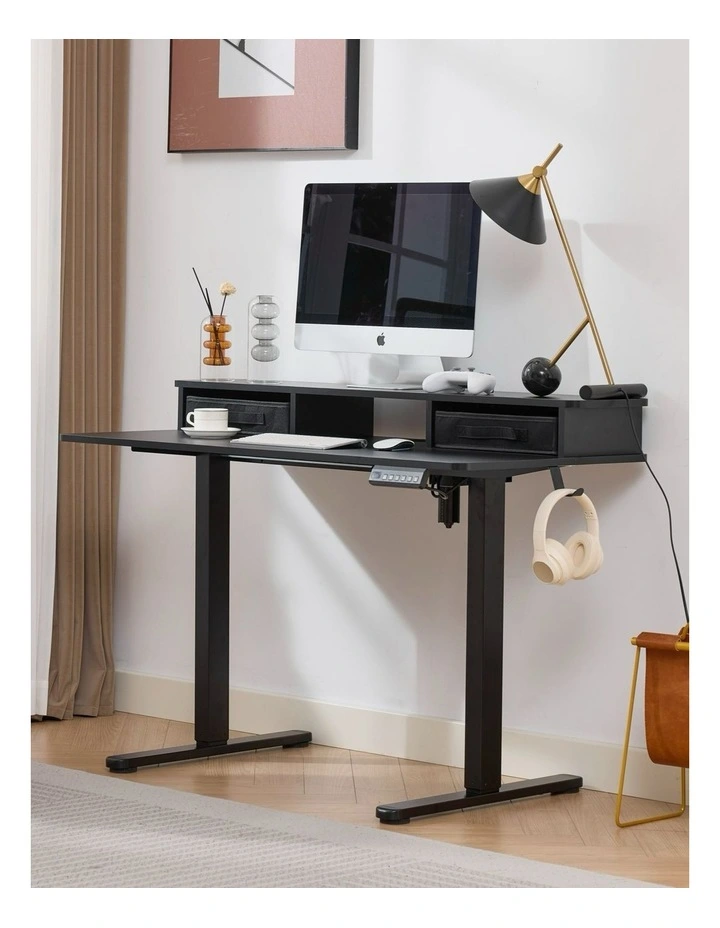 Electric Standing Desk 120x60cm Height Adjustable with Drawers, Standing Desk with Memory Controller image 2