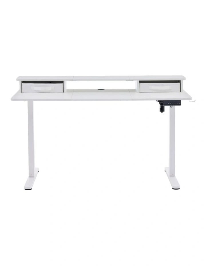 Electric Standing Desk 140x60cm Height Adjustable with 2 Drawers, Stand Up Desk with Storage Shelf image 4