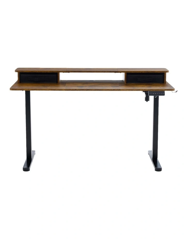 Electric Standing Desk 140x60cm Height Adjustable with 2 Drawers, Stand Up Desk with Storage Shelf image 4