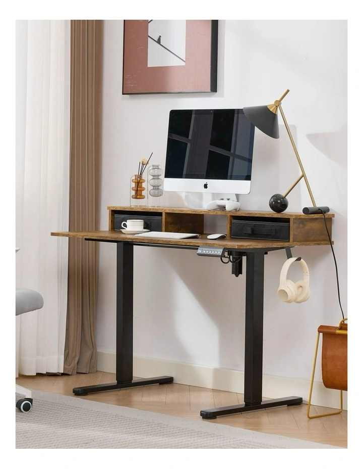Electric Standing Desk 120x60cm Height Adjustable with Drawers, Standing Desk with Memory Controller image 2