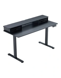 Electric Standing Desk 140x60cm Height Adjustable with 2 Drawers, Stand Up Desk with Storage Shelf
