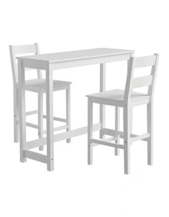 Oikiture 3PCS Bar Table Set 2 Stools Chairs Kitchen Dining Cafe Tables White