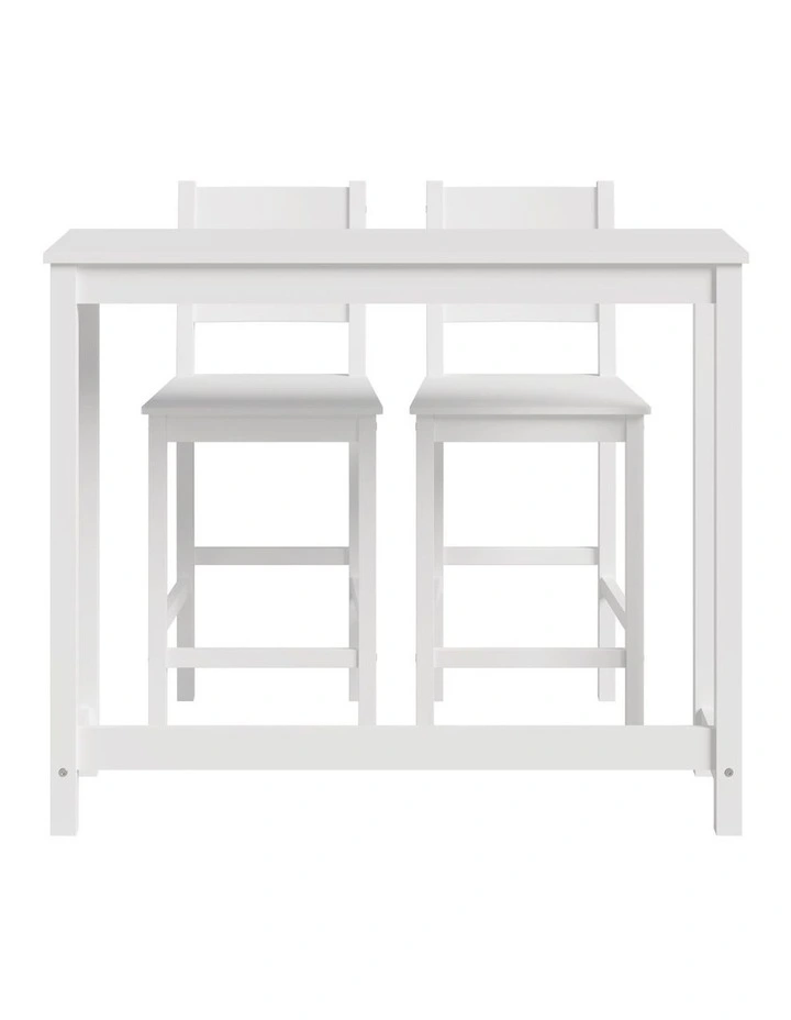 Oikiture 3PCS Bar Table Set 2 Stools Chairs Kitchen Dining Cafe Tables White image 2