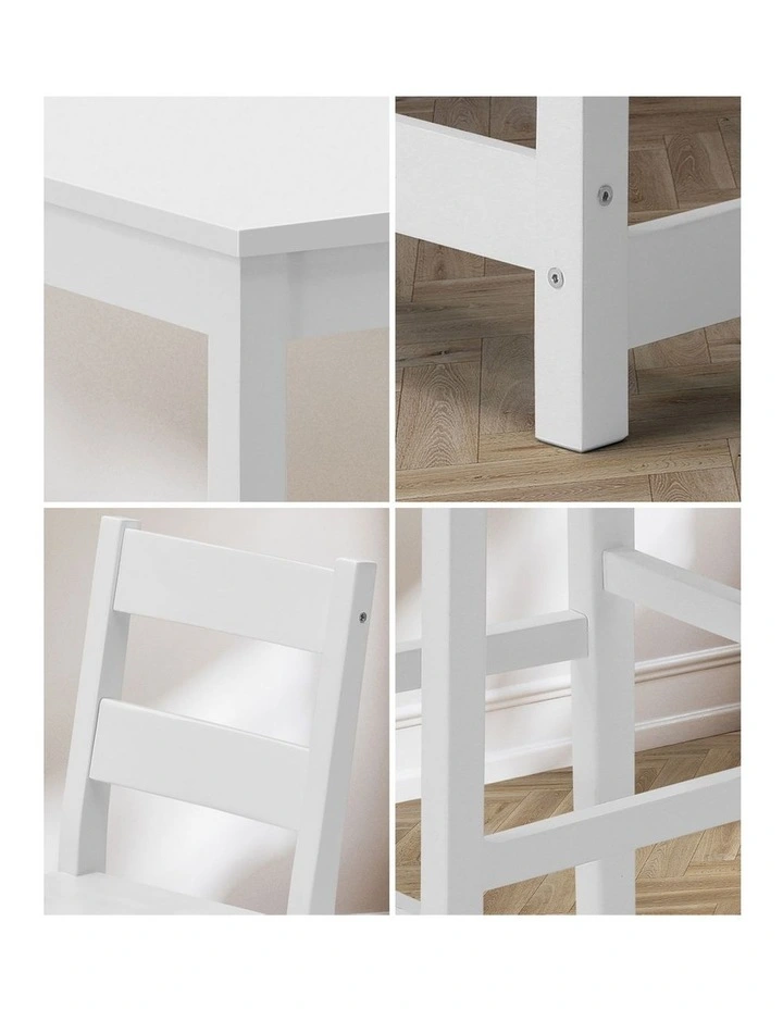 Oikiture 3PCS Bar Table Set 2 Stools Chairs Kitchen Dining Cafe Tables White image 6