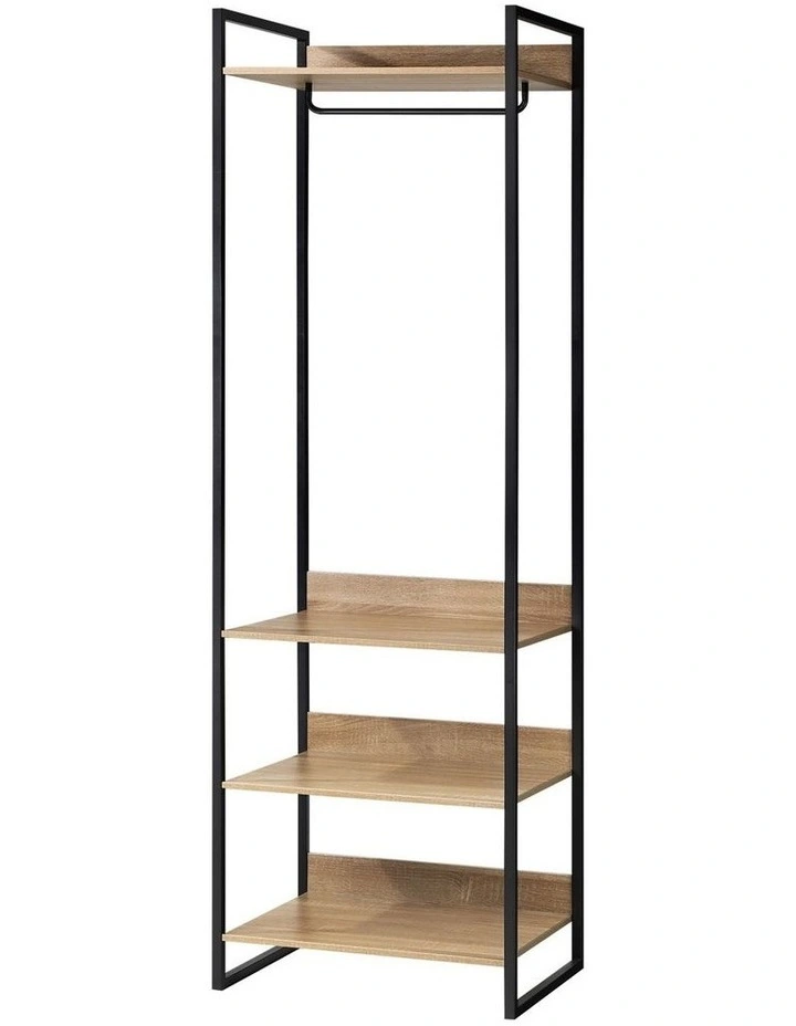 Oikiture Clothes Rack Open Wardrobe Garment Coat 4 shelves Hanging Rail Metal image 1