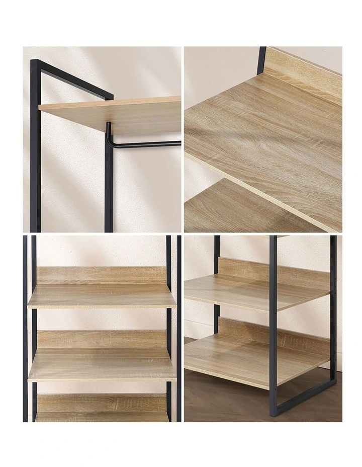 Oikiture Clothes Rack Open Wardrobe Garment Coat 4 shelves Hanging Rail Metal image 6