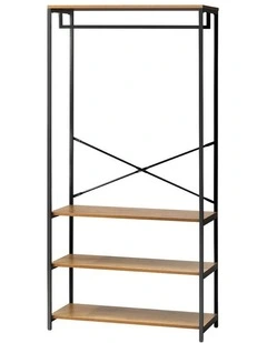 Oikiture Clothes Rack Open Wardrobe Garment Coat Hanging Rail Metal 4 shelves