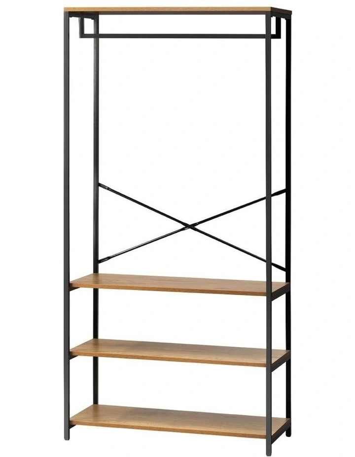 Oikiture Clothes Rack Open Wardrobe Garment Coat Hanging Rail Metal 4 shelves image 1