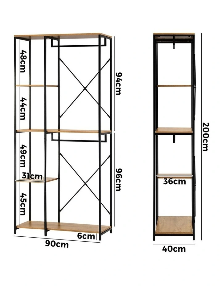 Oikiture Clothes Rack Large Open Wardrobe Garment Coat Hanging Rail 5 shelves image 3