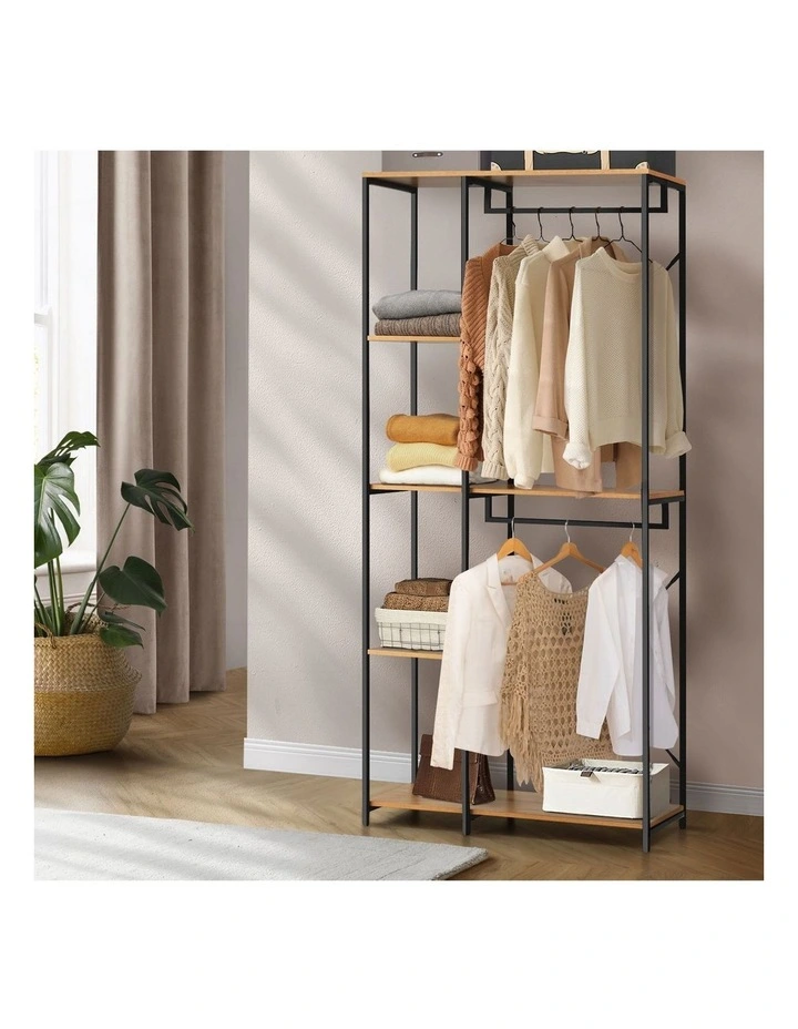 Oikiture Clothes Rack Large Open Wardrobe Garment Coat Hanging Rail 5 shelves image 4
