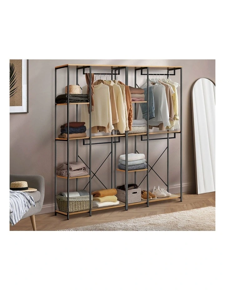 Oikiture Clothes Rack Large Open Wardrobe Garment Coat Hanging Rail 5 shelves image 5