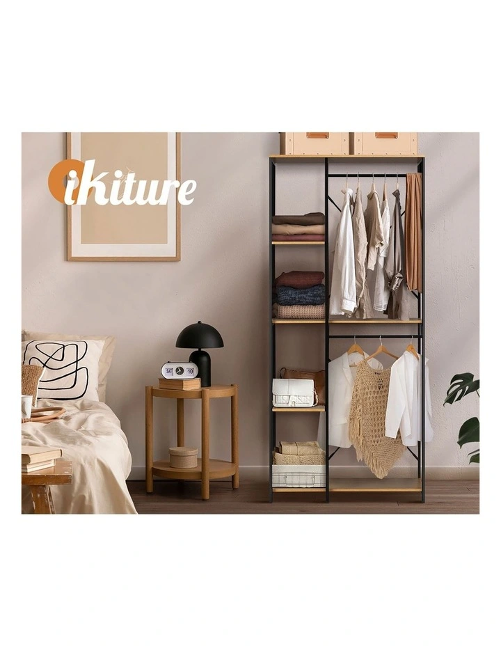 Oikiture Clothes Rack Large Open Wardrobe Garment Coat Hanging Rail 5 shelves image 7