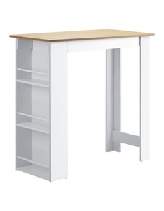 Oikiture Bar Table Dining Storage Shelf Kitchen Pub Home Office Desk Wine Rack