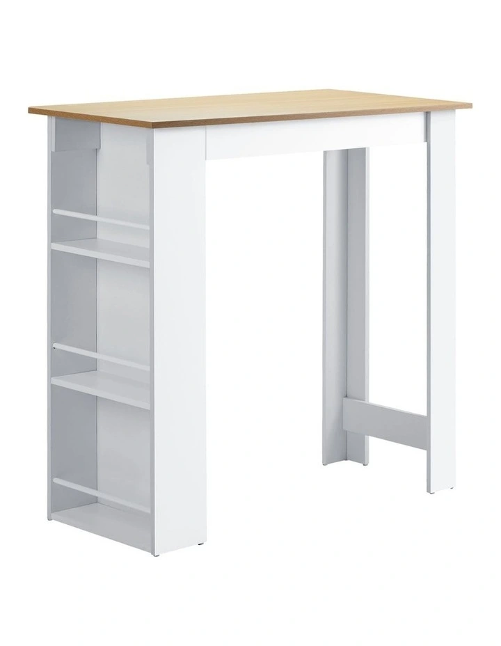 Oikiture Bar Table Dining Storage Shelf Kitchen Pub Home Office Desk Wine Rack image 1