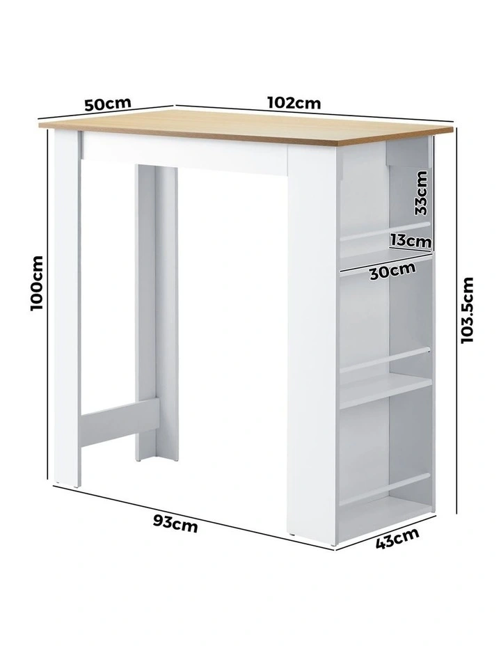 Oikiture Bar Table Dining Storage Shelf Kitchen Pub Home Office Desk Wine Rack image 3