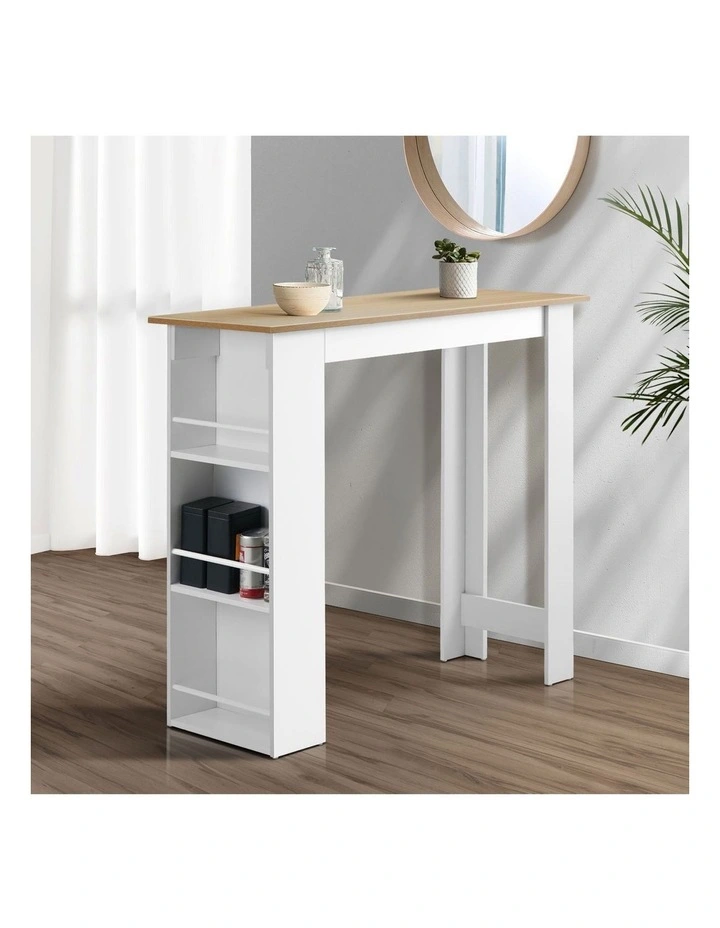 Oikiture Bar Table Dining Storage Shelf Kitchen Pub Home Office Desk Wine Rack image 4