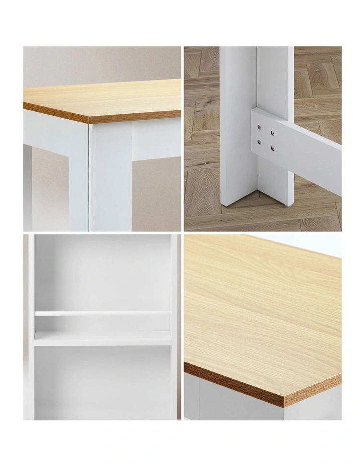 Oikiture Bar Table Dining Storage Shelf Kitchen Pub Home Office Desk Wine Rack image 6