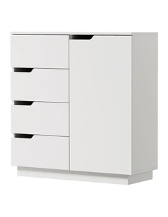 Oikiture Storage Cabinet 4 Drawers Buffet Cupboard Hallway Handleless White