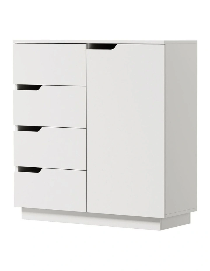 Oikiture Storage Cabinet 4 Drawers Buffet Cupboard Hallway Handleless White image 1
