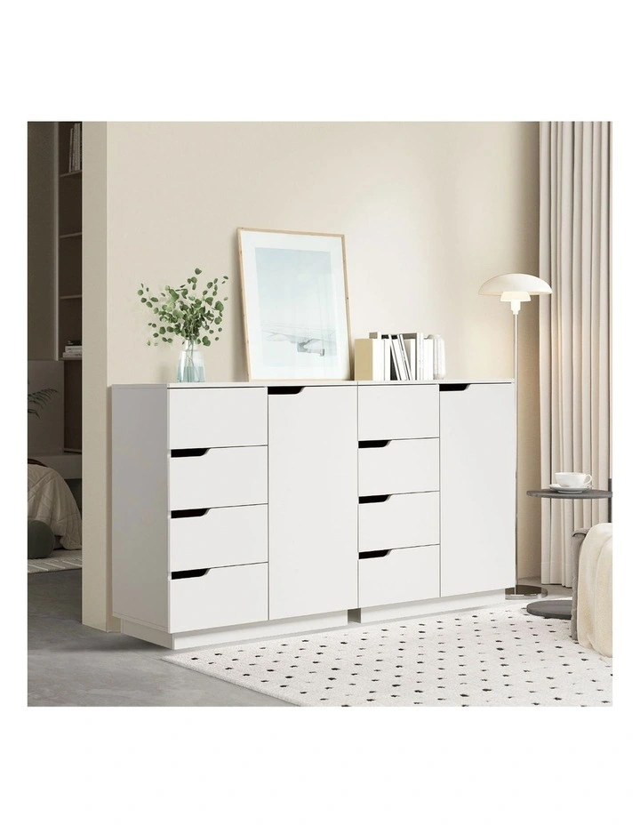 Oikiture Storage Cabinet 4 Drawers Buffet Cupboard Hallway Handleless White image 5