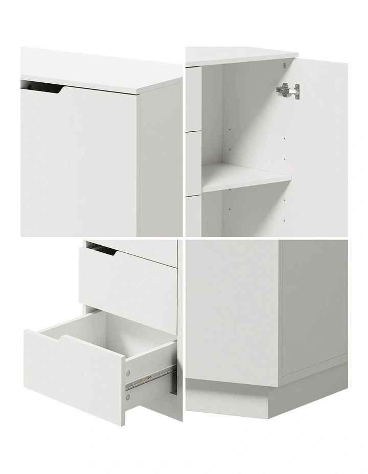 Oikiture Storage Cabinet 4 Drawers Buffet Cupboard Hallway Handleless White image 6