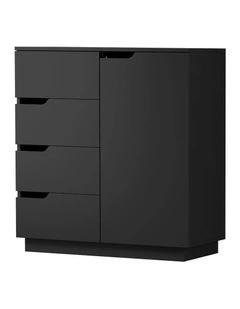 Oikiture Storage Cabinet 4 Drawers Buffet Cupboard Hallway Handleless Black
