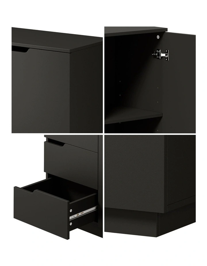 Oikiture Storage Cabinet 4 Drawers Buffet Cupboard Hallway Handleless Black image 6