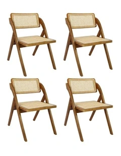 Levede 4x Foldable Dining Chairs  Accent Wooden Chair Rattan Furniture Lounge