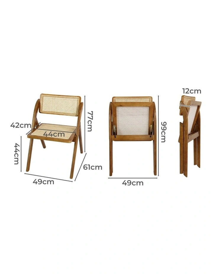 Levede 4x Foldable Dining Chairs Accent Wooden Chair Rattan Furniture Lounge image 2
