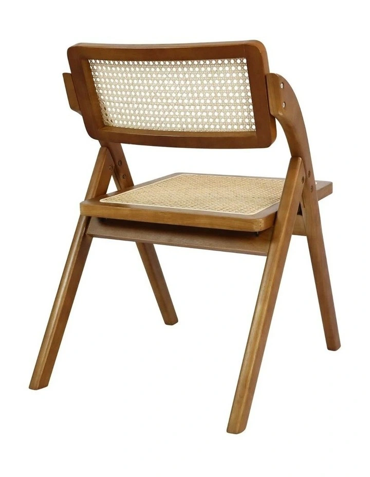 Levede 4x Foldable Dining Chairs Accent Wooden Chair Rattan Furniture Lounge image 3