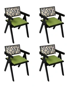 Levede 4x Dining Chair Solid Wood Armchair Accent Chair Retro Backrest Chair